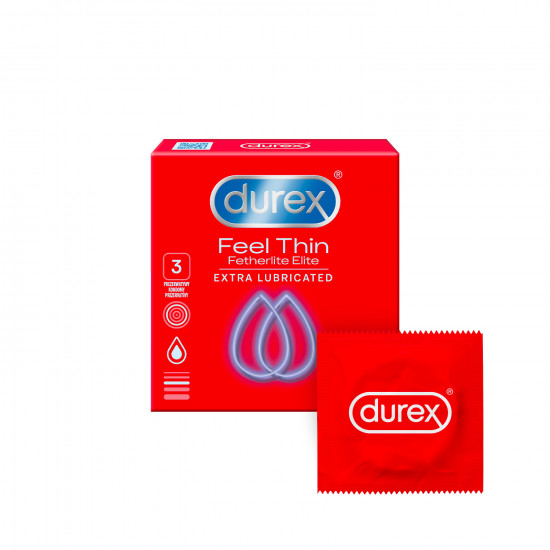 Durex Feel Thin Extra Lubricated – tenké kondómy (3ks)