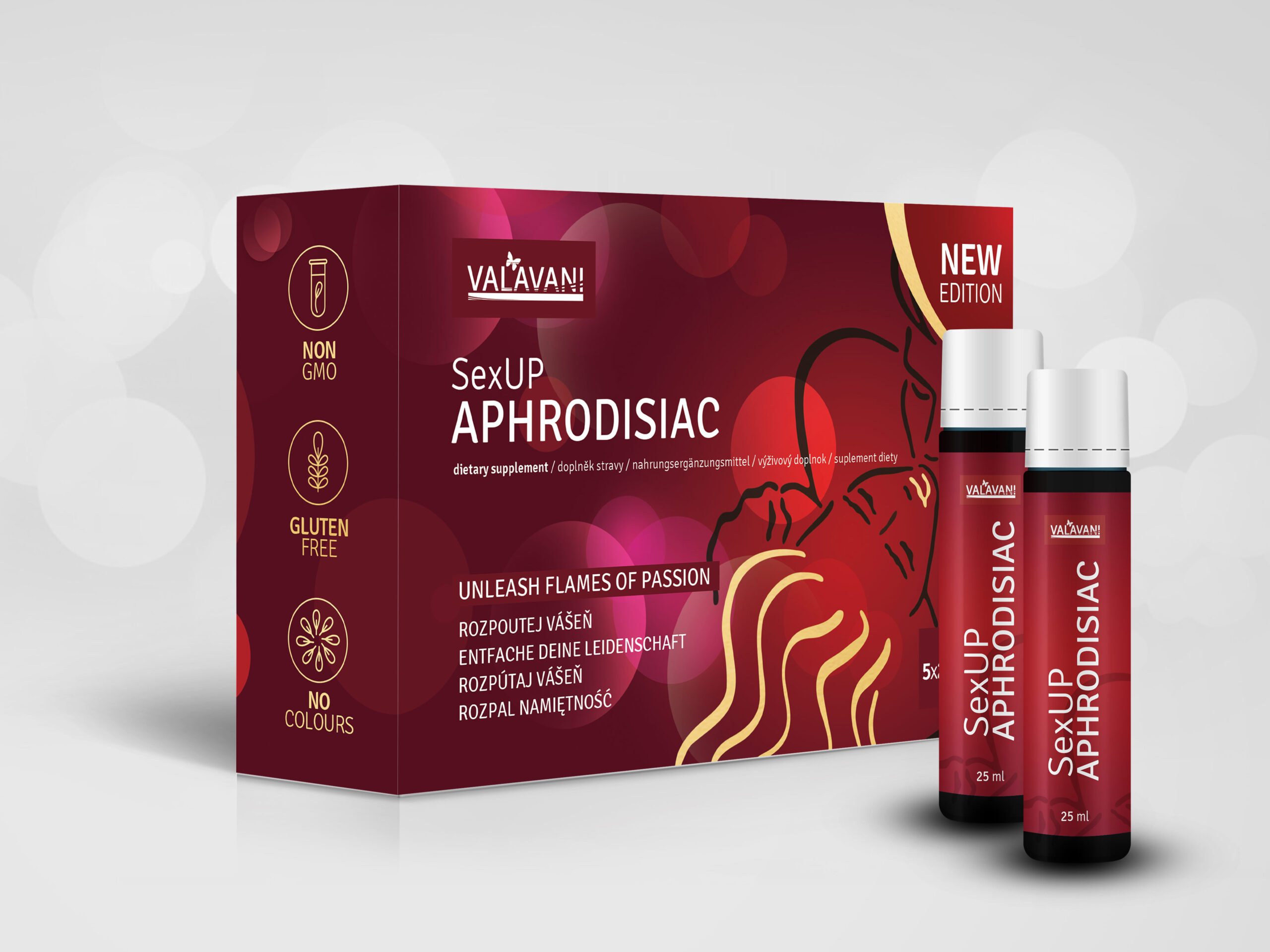 Tekuté afrodiziakum pre mužov a ženy Valavani - SexUP - 5x25ml Varianta produktu: akcia 2+1 ZDARMA (15x25ml)